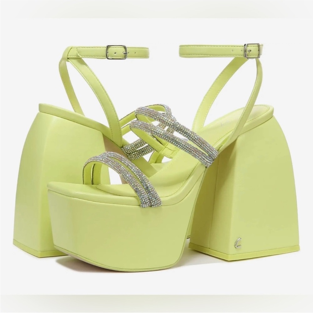 Circus by Sam Edelman Lime Green Platform Sandals with Rhinestone Straps